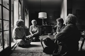 Family members talking to a ghost