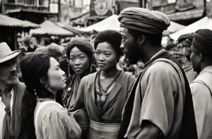 talking at the market