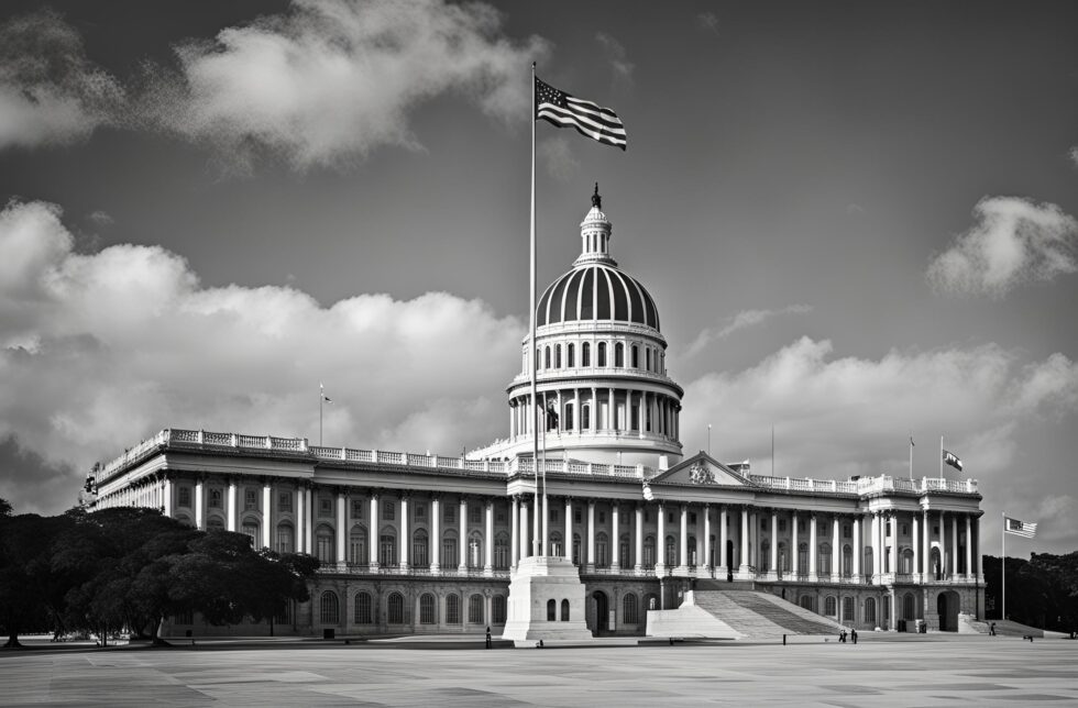 American flag flying high on the El Capitolio