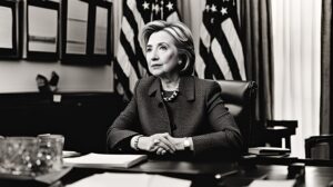 Hilary Clinton at her desk