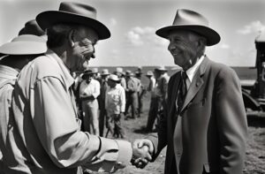 Farmer and Politician shaking hands