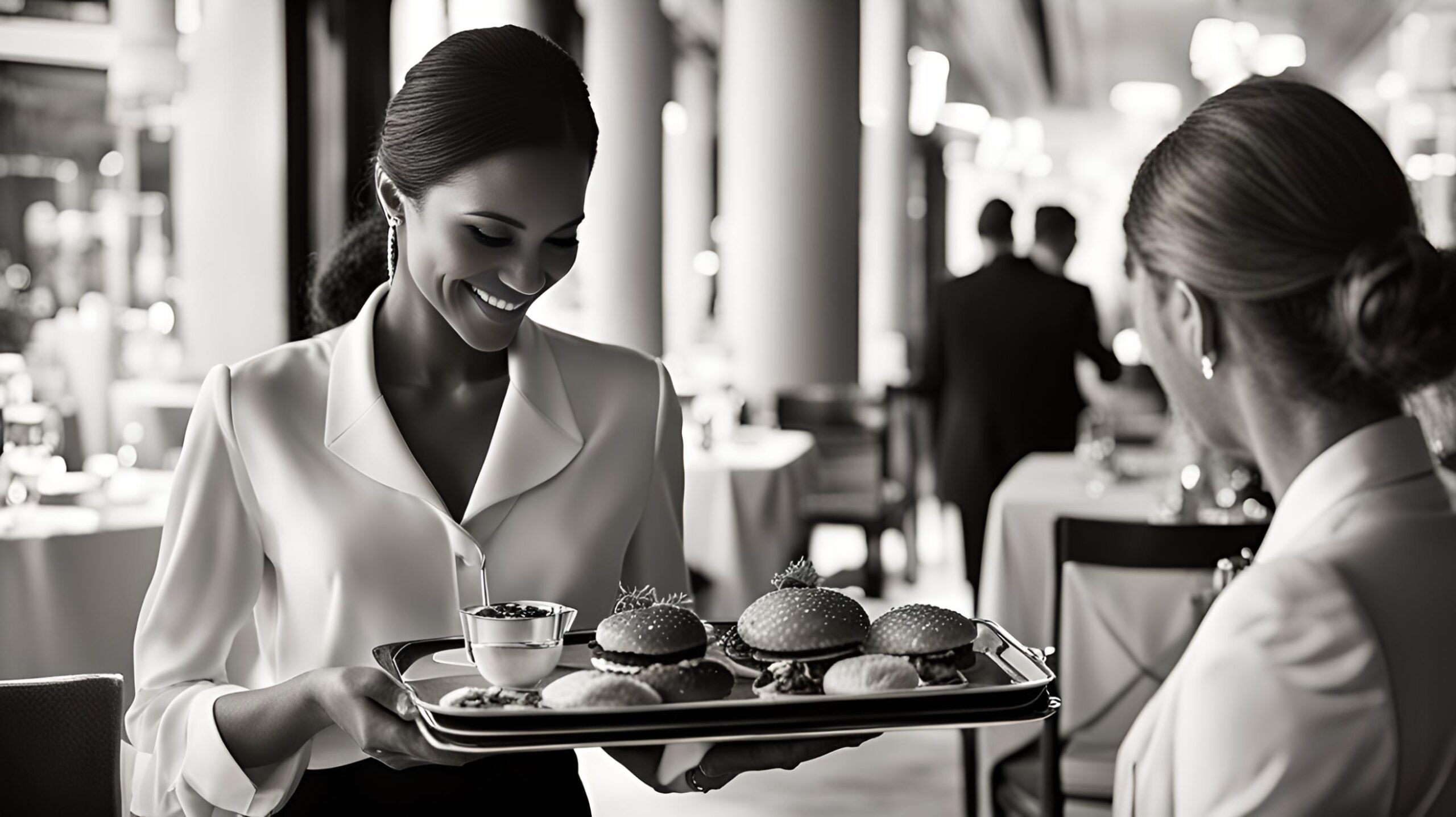 Waitress at luxury restaurant