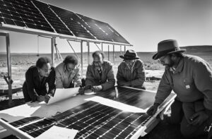 Scientist designing solar farms