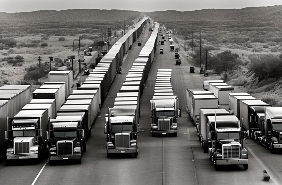 Trucks at the border